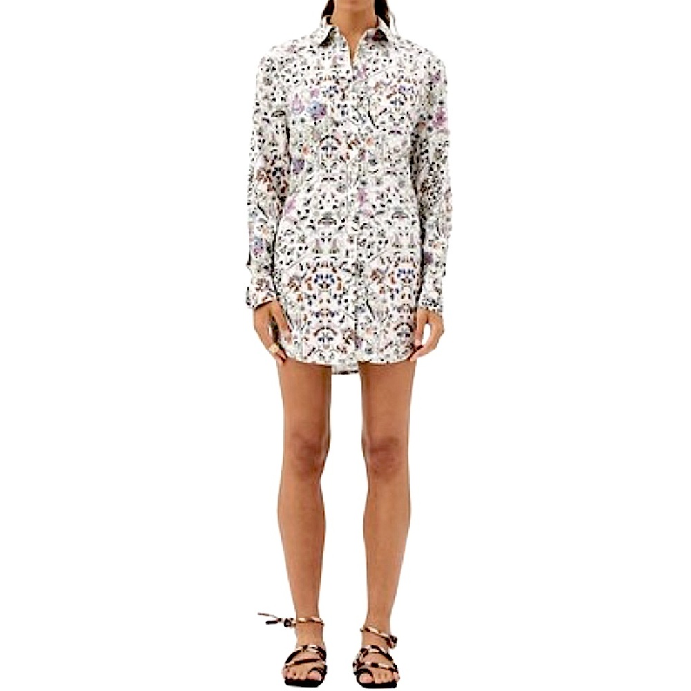 MARIA CHER Valongo Rubi Shirt Dress Women M Multi Floral Cotton Summer Luxury